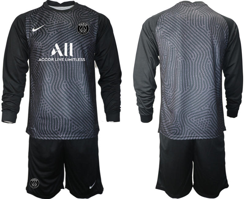 Men 2021 Paris Saint-Germain black long sleeve goalkeeper soccer jerseys